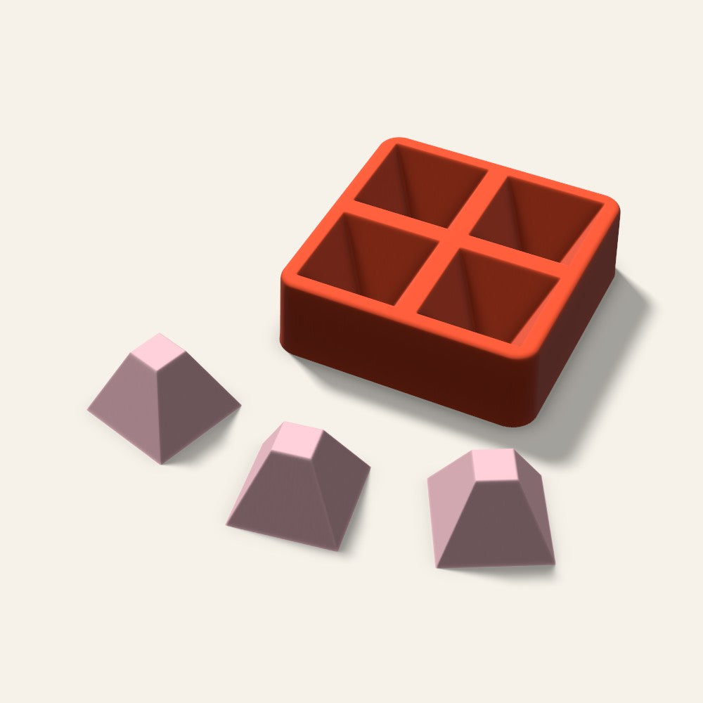 Flat Top Pyramid Soap Mold, 2 Inch, 4 Cavity, 3D render