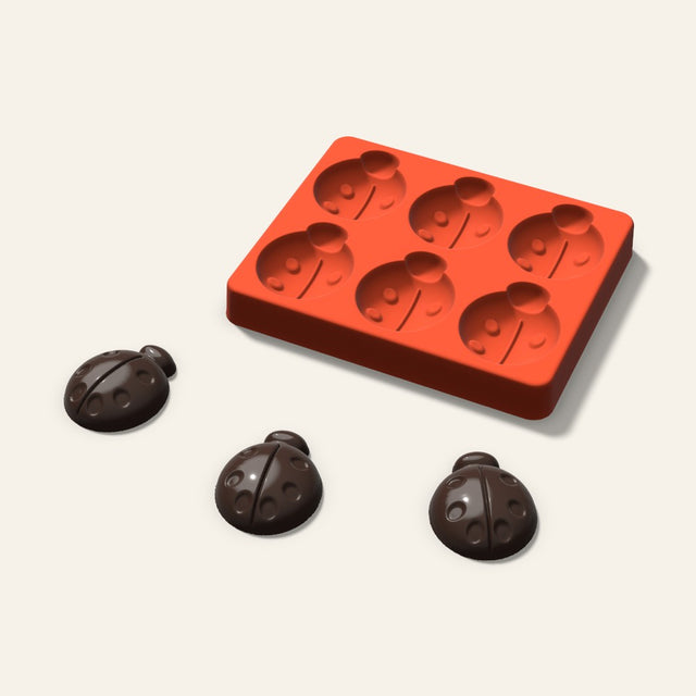 Ladybug Chocolate Mold, 2 Inch, 6 Cavity, 3D render