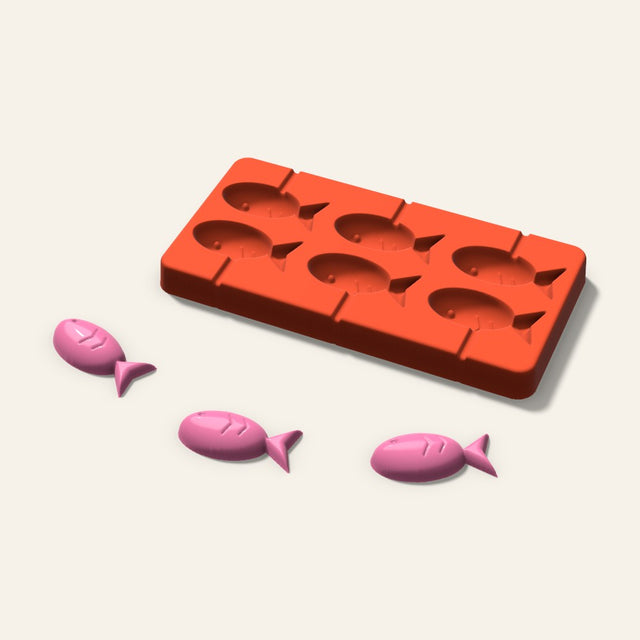 Fish Lollipop Mold, 2 Inch, 6 Cavity, 3D render