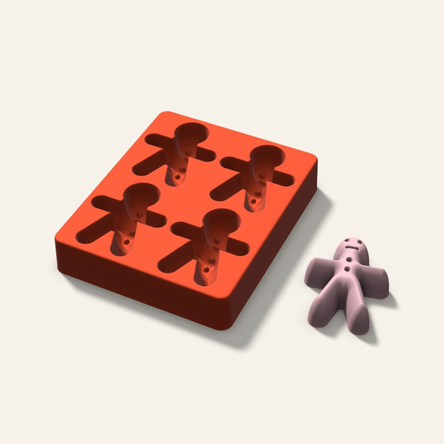 Gingerbread Soap Mold, 3 Inch, 4 Cavity, 3D render