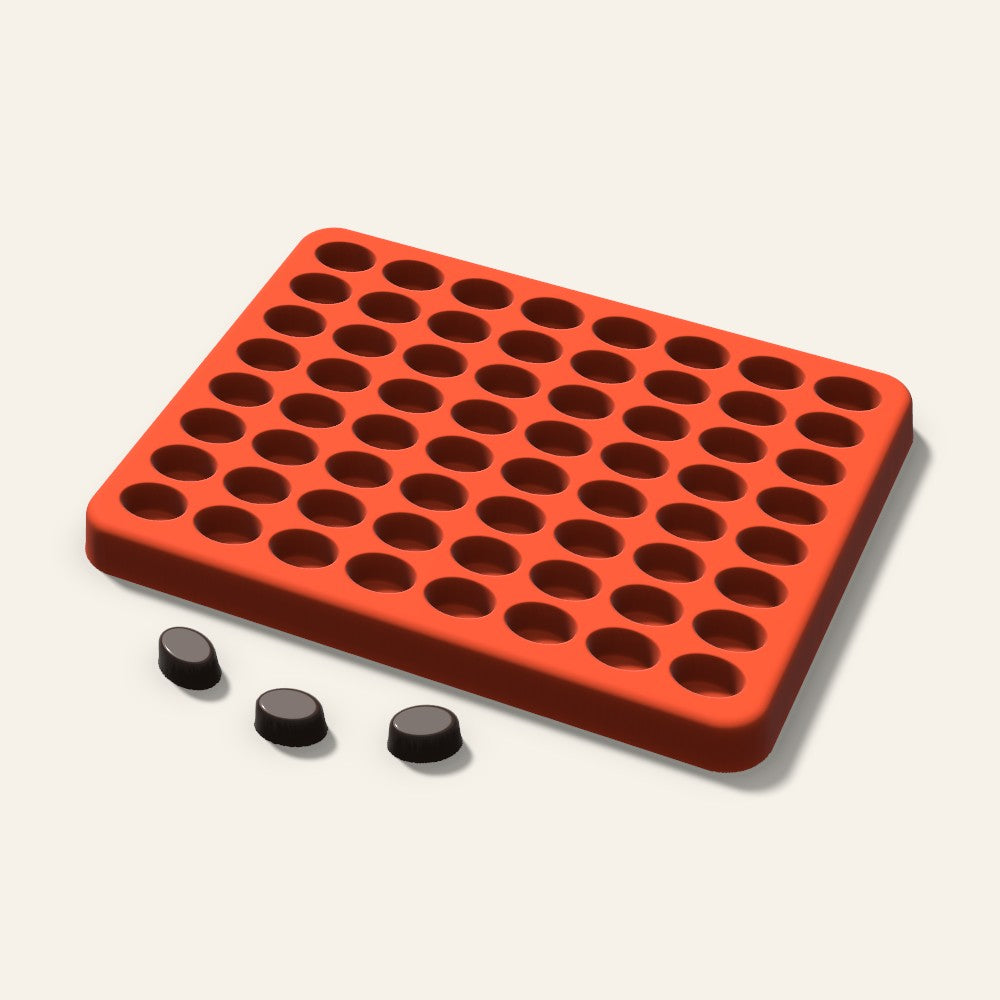 Oval Tall Gummy Mold, 0.5 Inch, 64 Cavity, 3D render