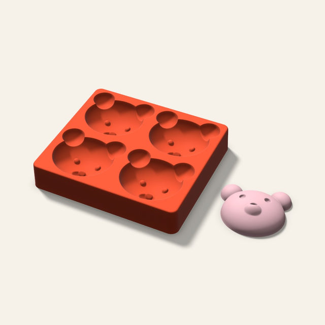 Bear Soap Mold, 3 Inch, 4 Cavity, 3D render