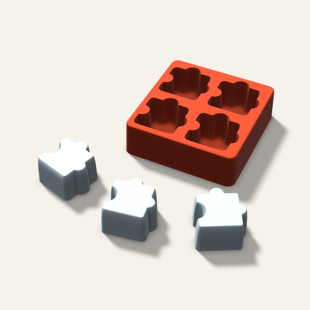 Puzzle Ice Mold, 2 Inch, 4 Cavity, 3D render