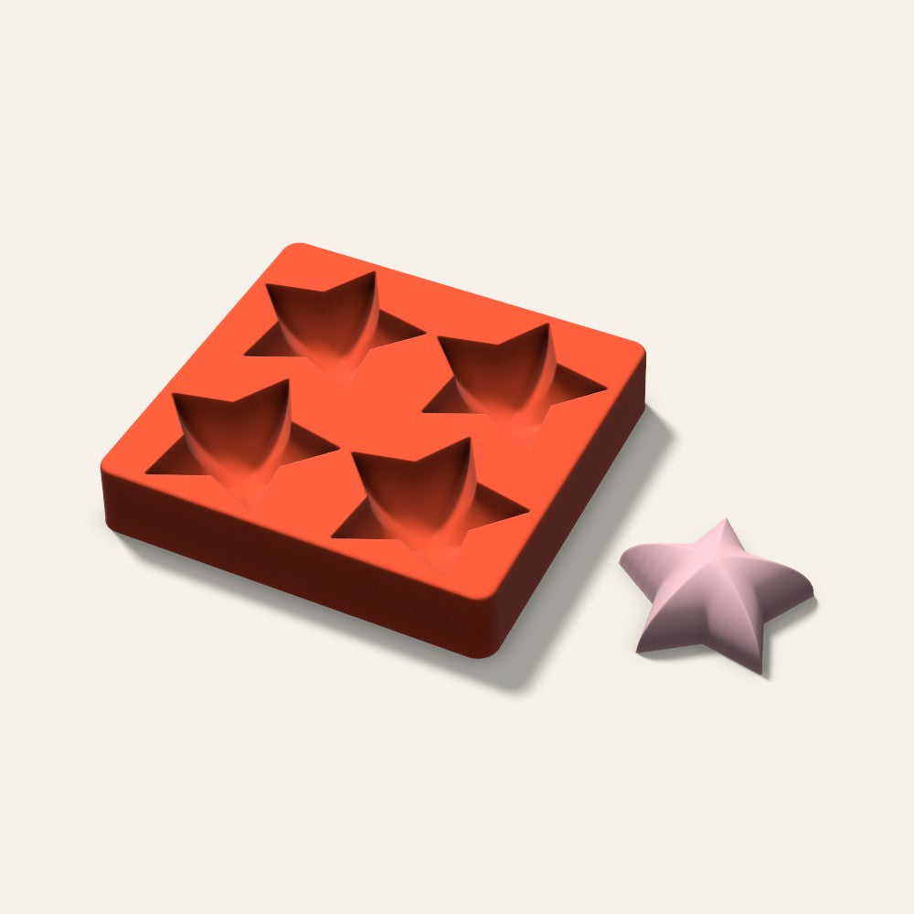 Puffy Star Soap Mold, 3 Inch, 4 Cavity, 3D render