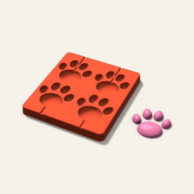 Paw Print Lollipop Mold, 2.5 Inch, 4 Cavity, 3D render