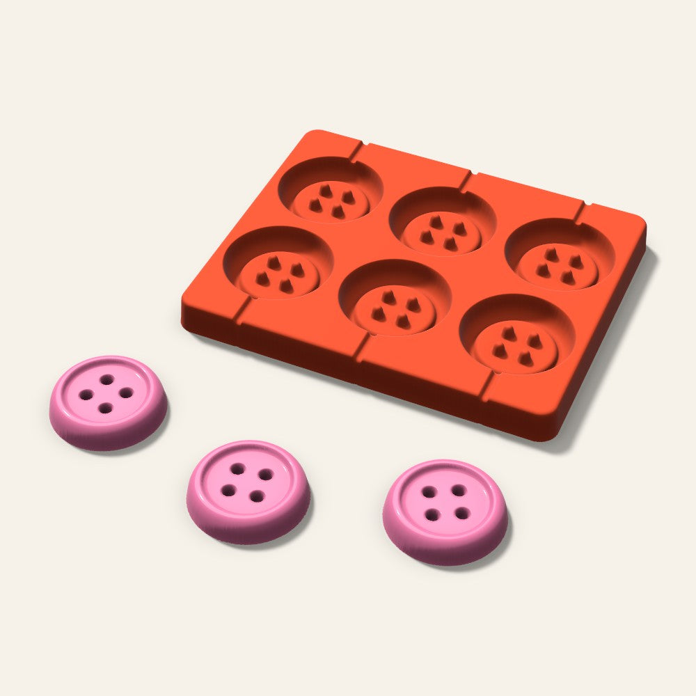 Button Lollipop Mold, 2 Inch, 6 Cavity, 3D render