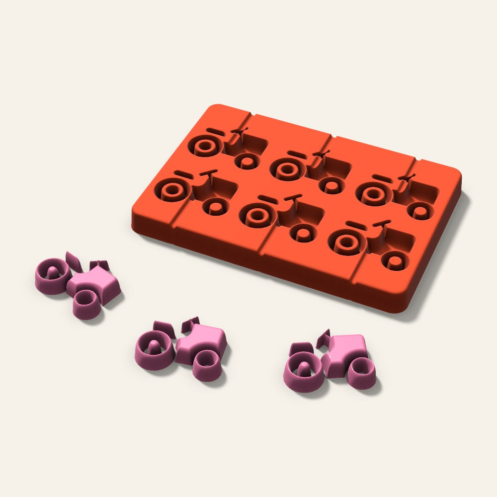Tractor Lollipop Mold, 2 Inch, 6 Cavity, 3D render
