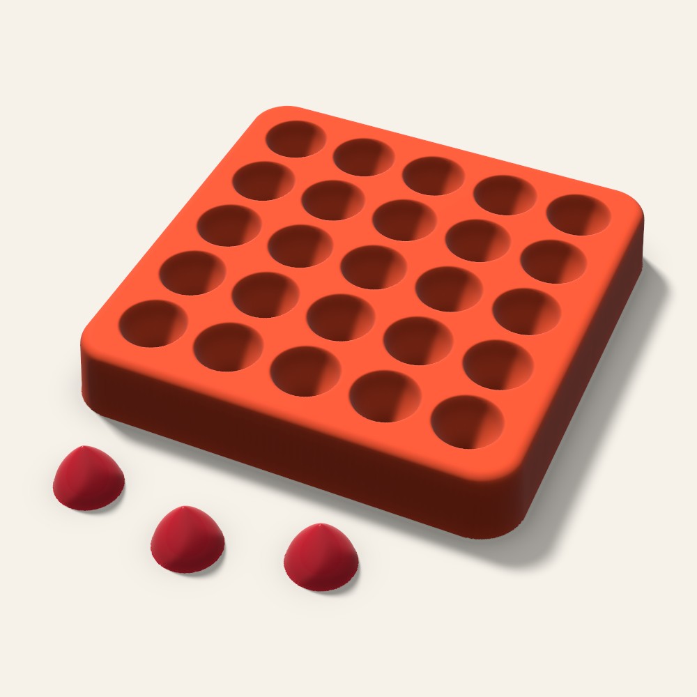 Kiss Drop Candy Mold, 0.5 Inch, 25 Cavity, 3D render