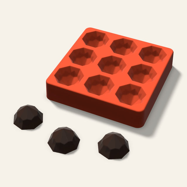 Octagon Gem Chocolate Mold, 1.5 Inch, 9 Cavity, 3D render