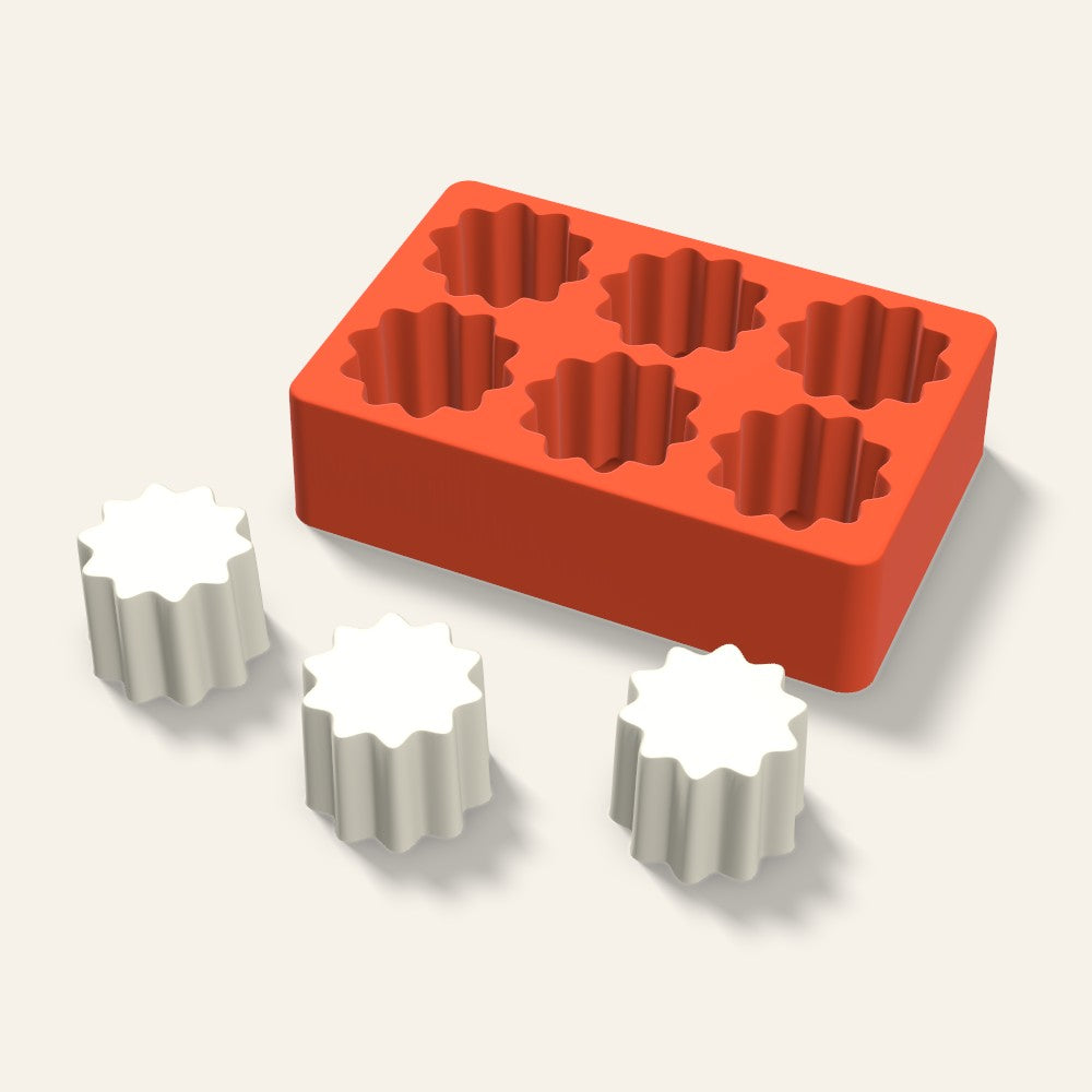 Fluted Pillar Votive Candle Mold, 2 x 1.5 Inch, 6 Cavity, 3D render