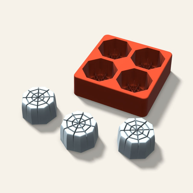 Spider Web Ice Mold, 2 Inch, 4 Cavity, 3D render
