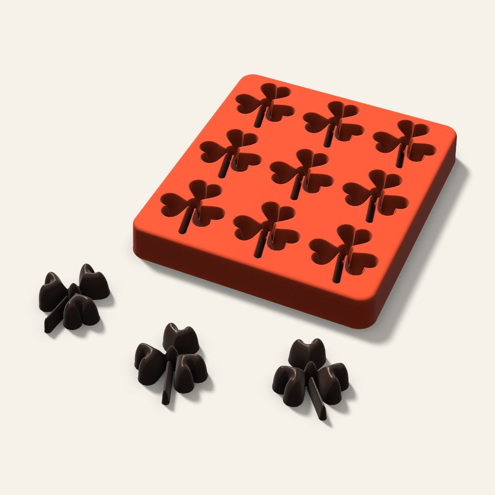 Shamrock Chocolate Mold, 1.5 Inch, 9 Cavity, 3D render