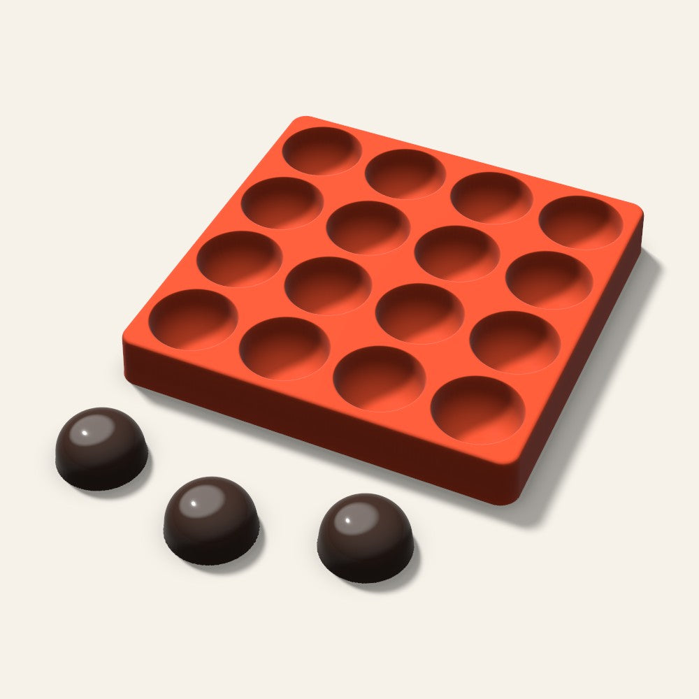 Dome Chocolate Mold, 1.5 Inch, 16 Cavity, 3D render