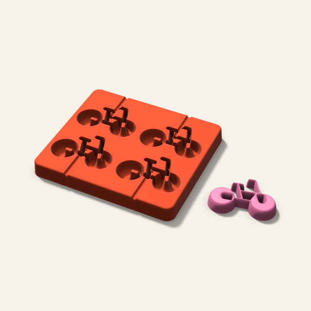 Bicycle Lollipop Mold, 2.5 Inch, 4 Cavity, 3D render