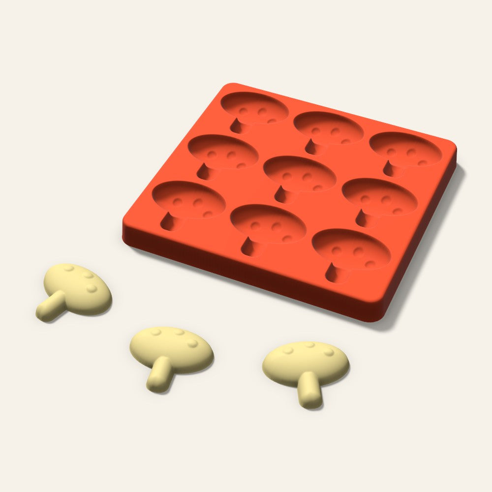 Mushroom Butter Pat Mold, 1.75 Inch, 9 Cavity, 3D render
