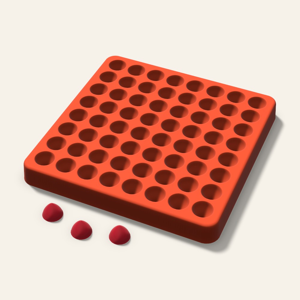 Kiss Drop Candy Mold, 0.5 Inch, 64 Cavity, 3D render