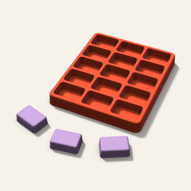 Rounded Rectangle Wax Melt Mold, 1.5 Inch, 15 Cavity, 3D render