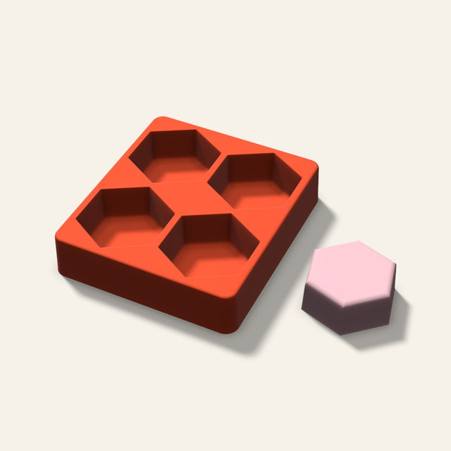 Hexagon Soap Mold, 2.5 Inch, 4 Cavity, 3D render