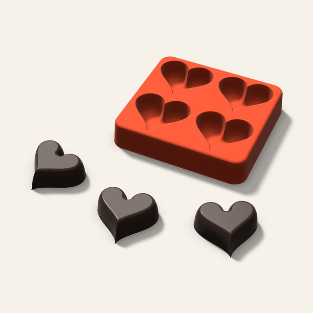 Heart Chocolate Mold, 1.5 Inch, 4 Cavity, 3D render
