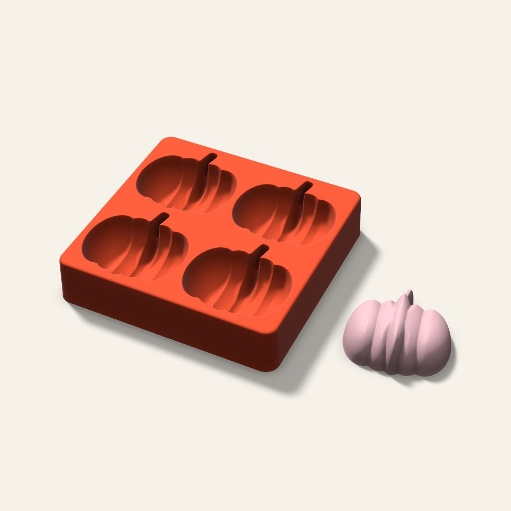 Pumpkin Soap Mold, 2.5 Inch, 4 Cavity, 3D render
