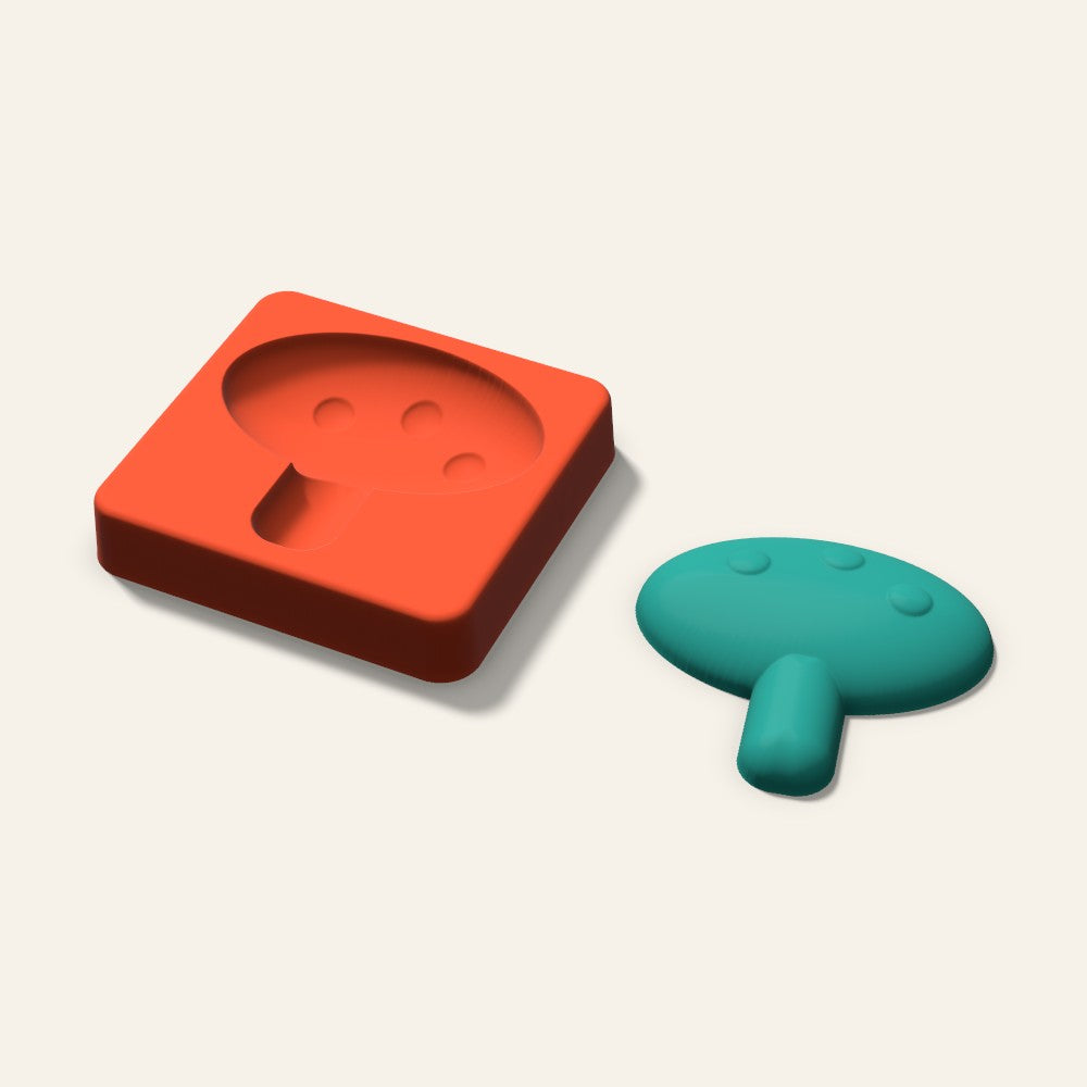 Mushroom Freshie Mold, 3 Inch, 3D render