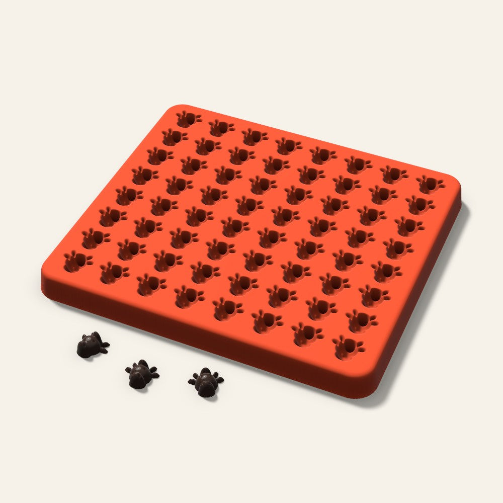 Cow Gummy Mold, 0.5 Inch, 64 Cavity, 3D render