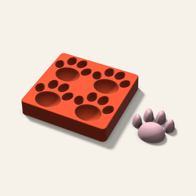 Paw Print Soap Mold, 3 Inch, 4 Cavity, 3D render