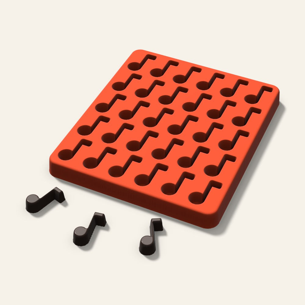 Music Note Candy Mold, 1 Inch, 30 Cavity, 3D render