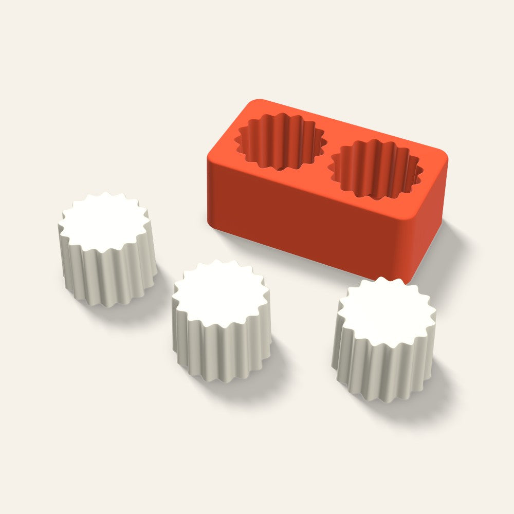 Ribbed Pillar Votive Candle Mold, 2 x 1.5 Inch, 2 Cavity, 3D render