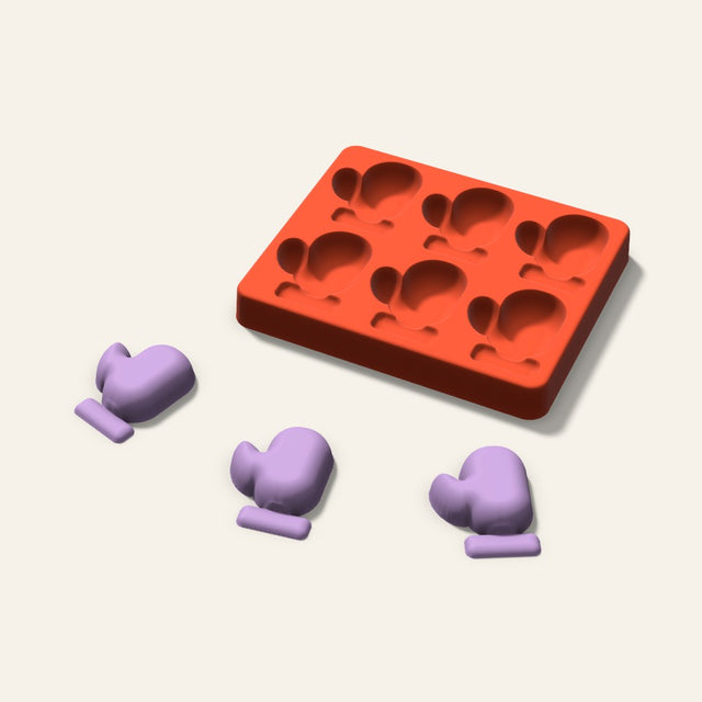 Mitten Wax Melt Mold, 2 Inch, 6 Cavity, 3D render