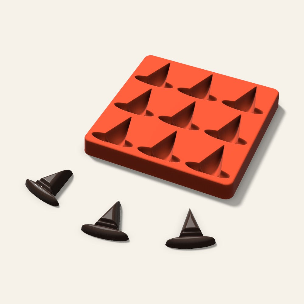 Witch Hat Chocolate Mold, 1.75 Inch, 9 Cavity, 3D render