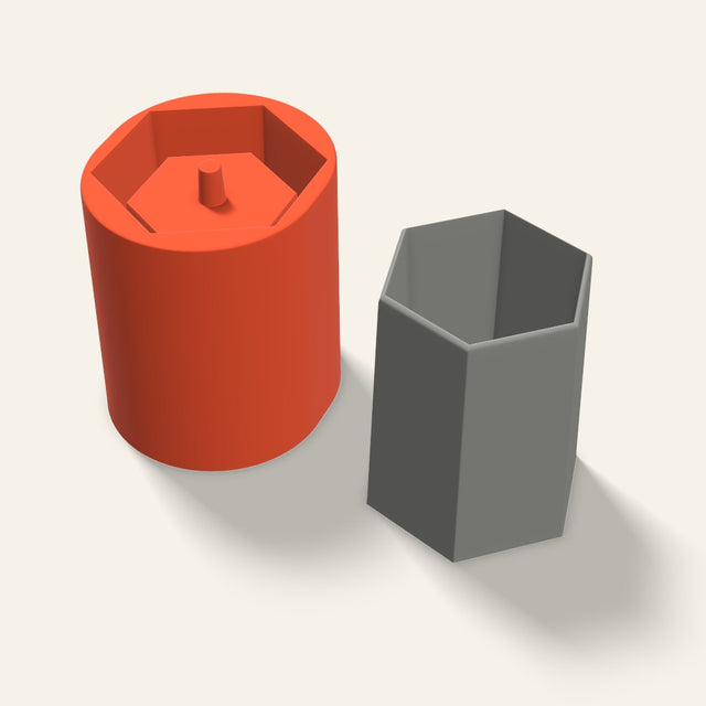 Tall Hexagon Concrete Planter Mold, 4.5 Inch, 3D render