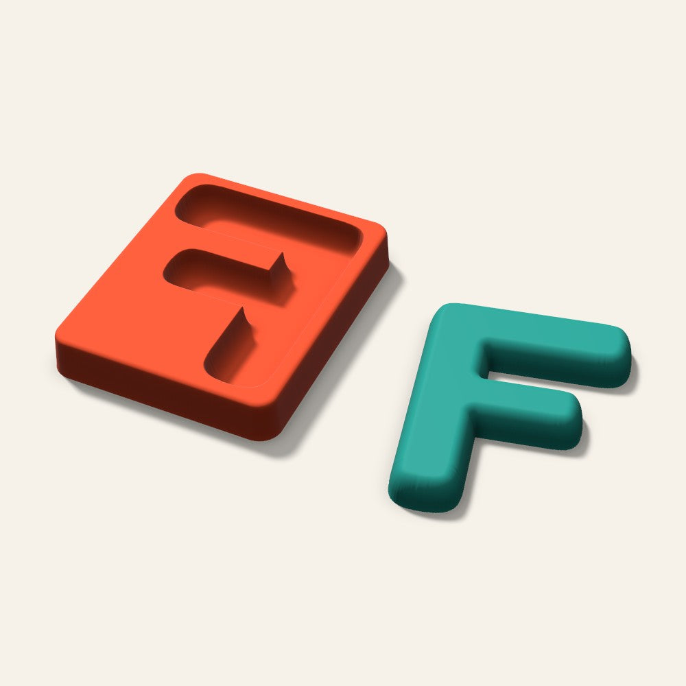 Letter F Freshie Mold, 4 Inch, 3D render
