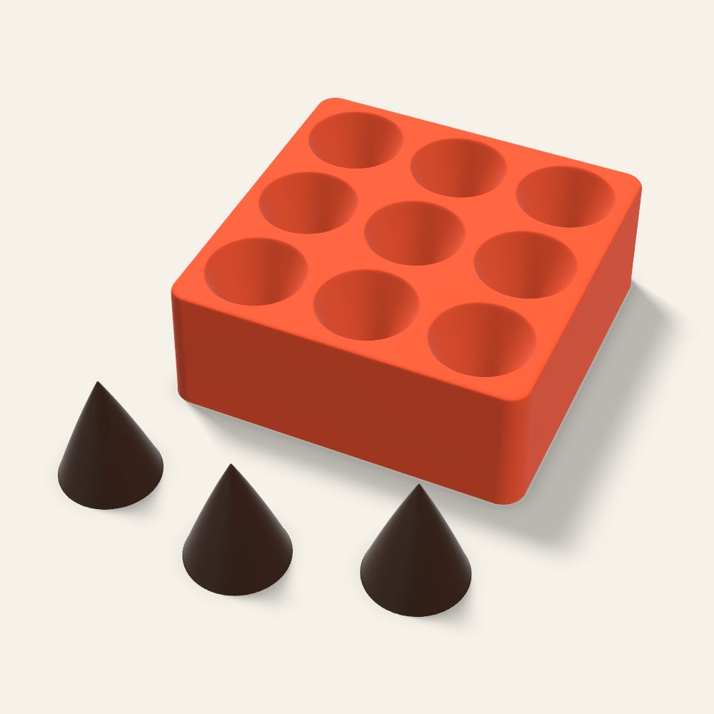 Cone Chocolate Mold, 1.5 Inch, 9 Cavity, 3D render