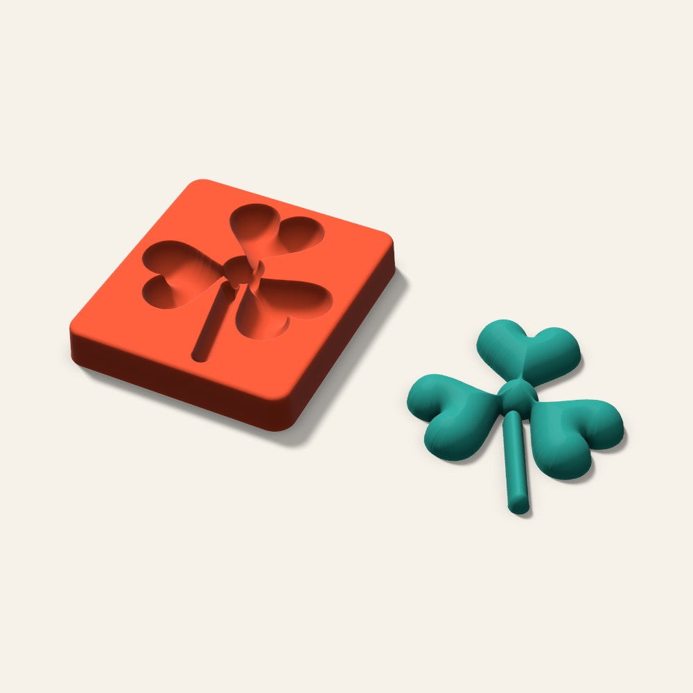 Shamrock Freshie Mold, 4 Inch, 3D render