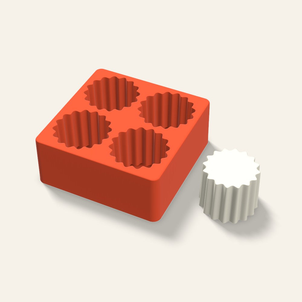 Ribbed Pillar Votive Candle Mold, 2.5 x 2 Inch, 4 Cavity, 3D render
