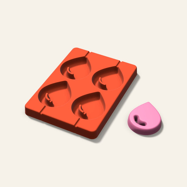 Water Drop Lollipop Mold, 2.5 Inch, 4 Cavity, 3D render