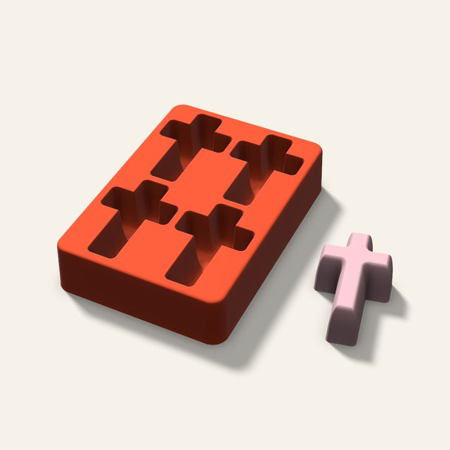 Cross Soap Mold, 2.5 Inch, 4 Cavity, 3D render