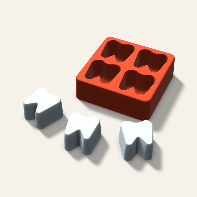 Tooth Ice Mold, 1.5 Inch, 4 Cavity, 3D render