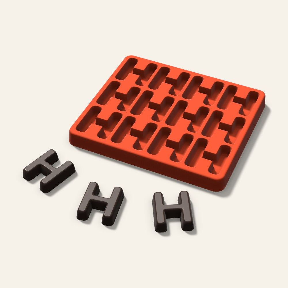 Letter H Candy Mold, 1.5 Inch, 12 Cavity, 3D render