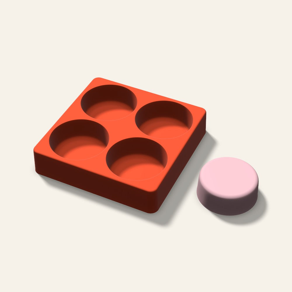 Round Soap Mold, 2.5 Inch, 4 Cavity, 3D render