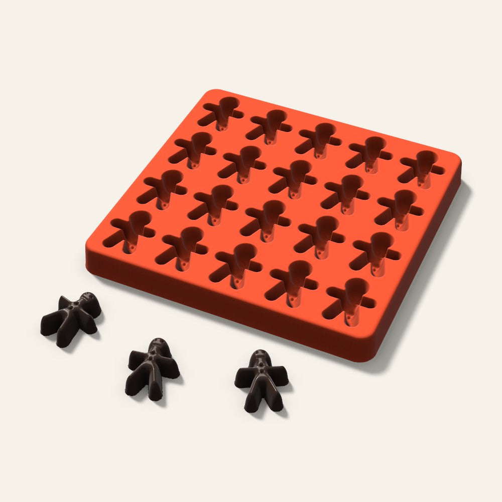 Gingerbread Candy Mold, 1.25 Inch, 20 Cavity, 3D render