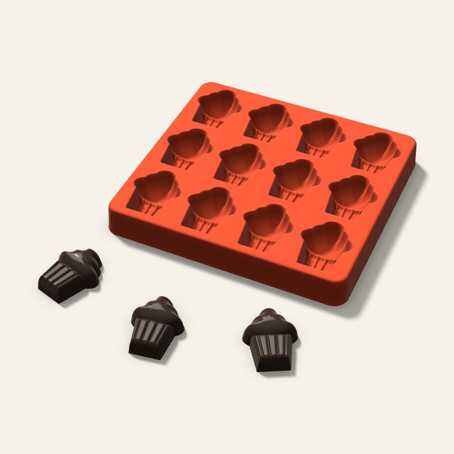 Cupcake Chocolate Mold, 1.5 Inch, 12 Cavity, 3D render