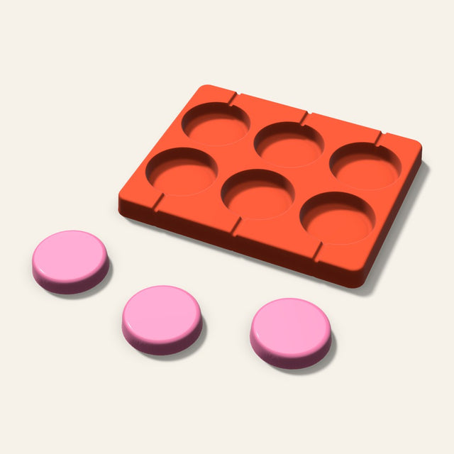 Round Lollipop Mold, 2 Inch, 6 Cavity, 3D render