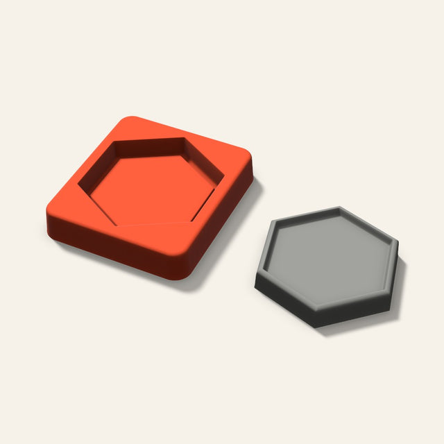Hexagon Concrete Coaster Mold, 3 Inch, 3D render