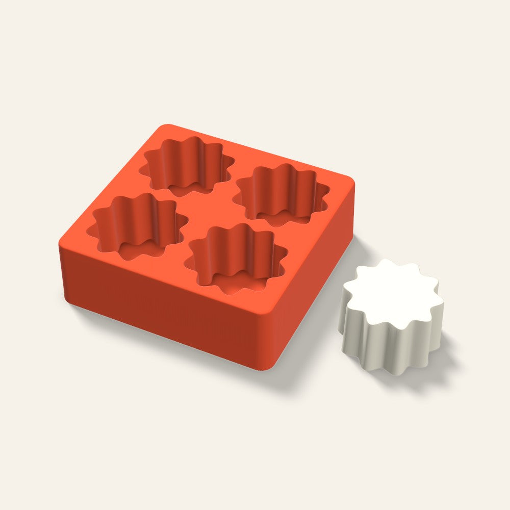 Fluted Pillar Votive Candle Mold, 2.5 x 1.5 Inch, 4 Cavity, 3D render