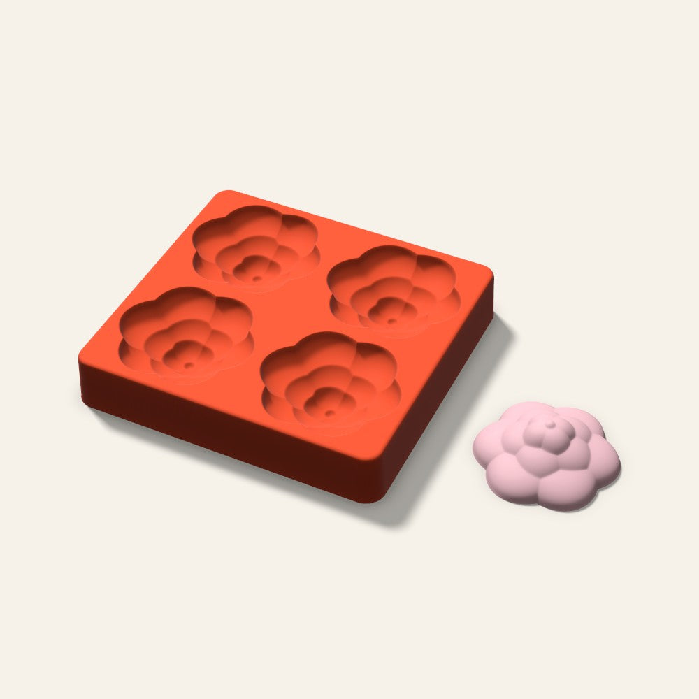 Rosette Soap Mold, 2.5 Inch, 4 Cavity, 3D render