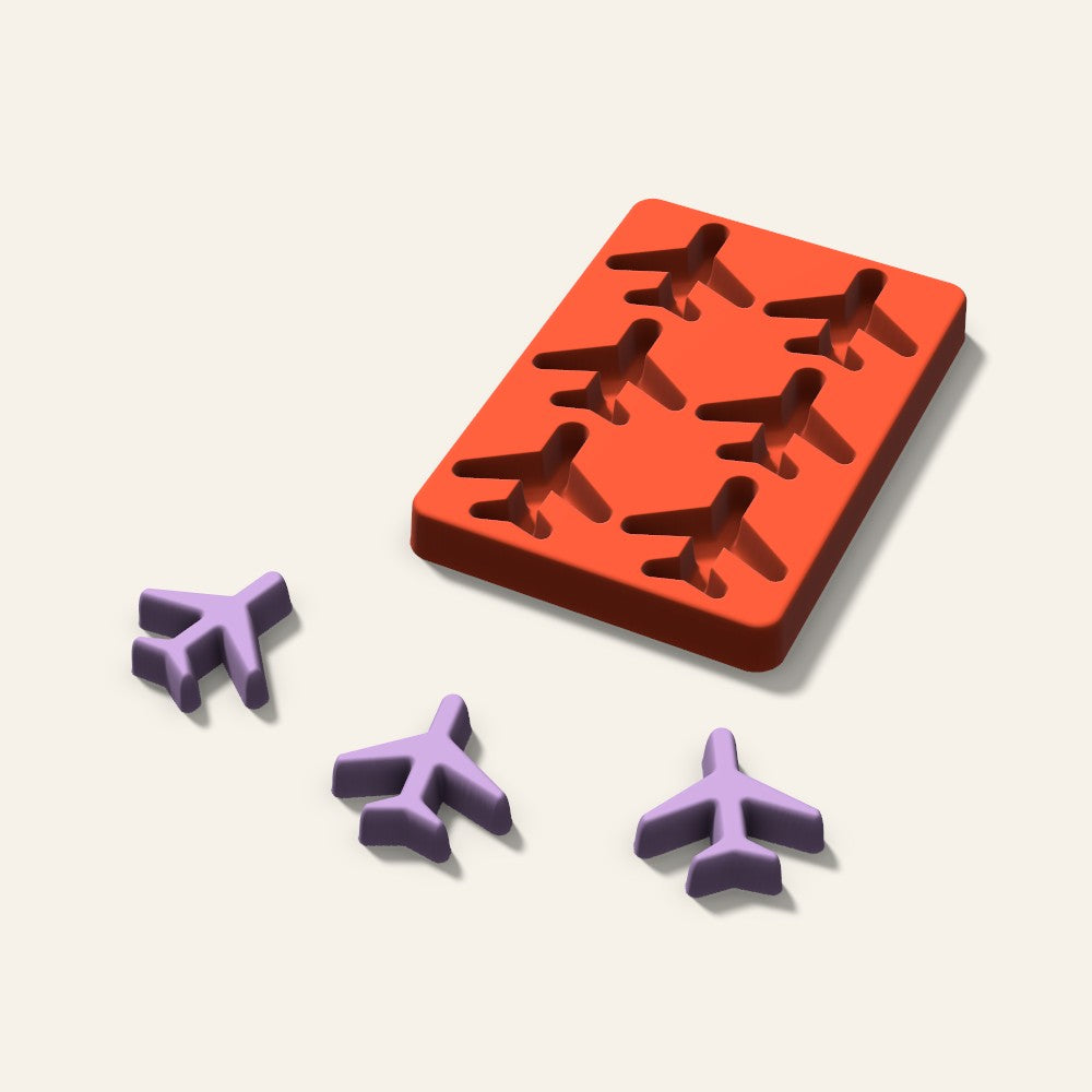 Airplane Wax Melt Mold, 2 Inch, 6 Cavity, 3D render