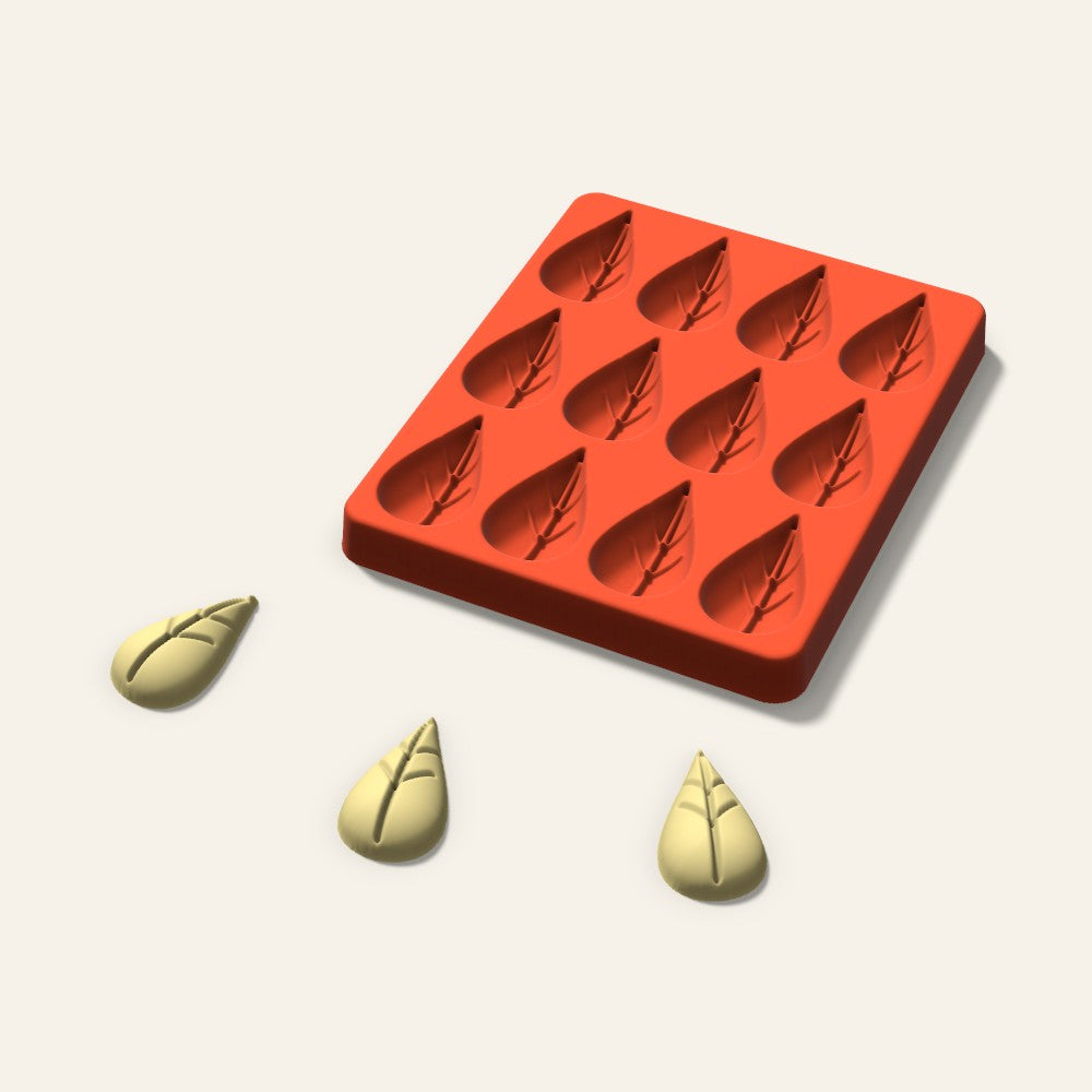 Leaf Butter Pat Mold, 1.75 Inch, 12 Cavity, 3D render