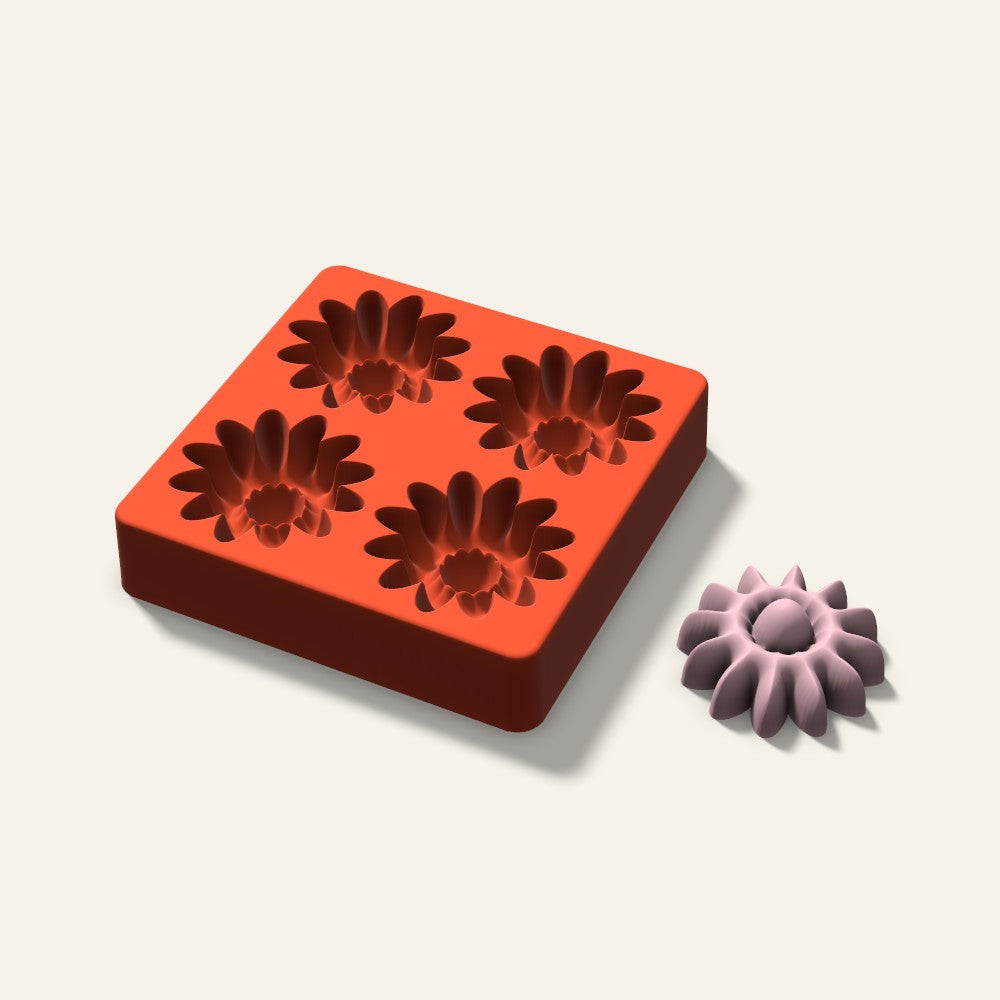 Daisy Soap Mold, 2.5 Inch, 4 Cavity, 3D render